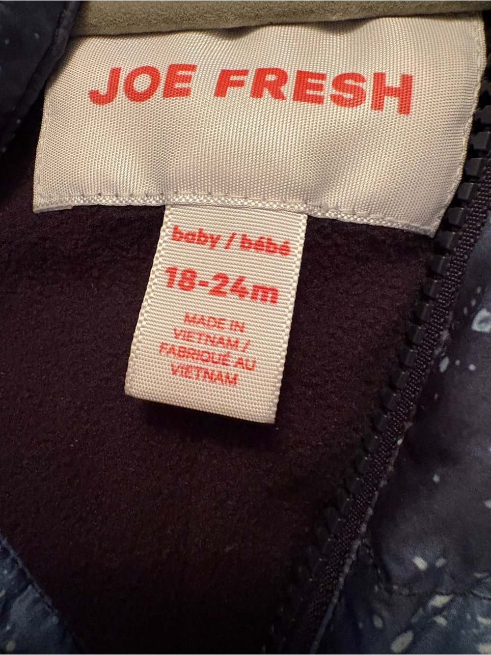 Joe Fresh Baby Boy Navy & Blue Galaxy Puffer One-Piece Snowsuit 18-24 months - Picture 5 of 5